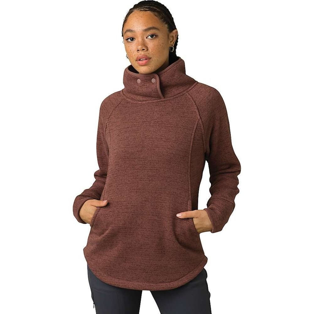 prAna Women's Tri Thermal Threads Tunic | Small Maroon / Wine Fleece Sweater